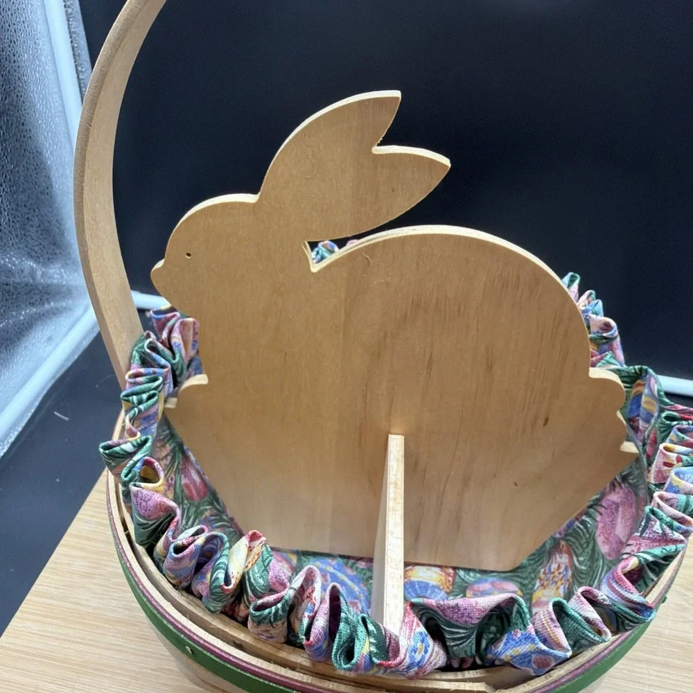 Longaberger Easter Basket 1999 Bunny Rabbit Divider Liner Protector Tie On